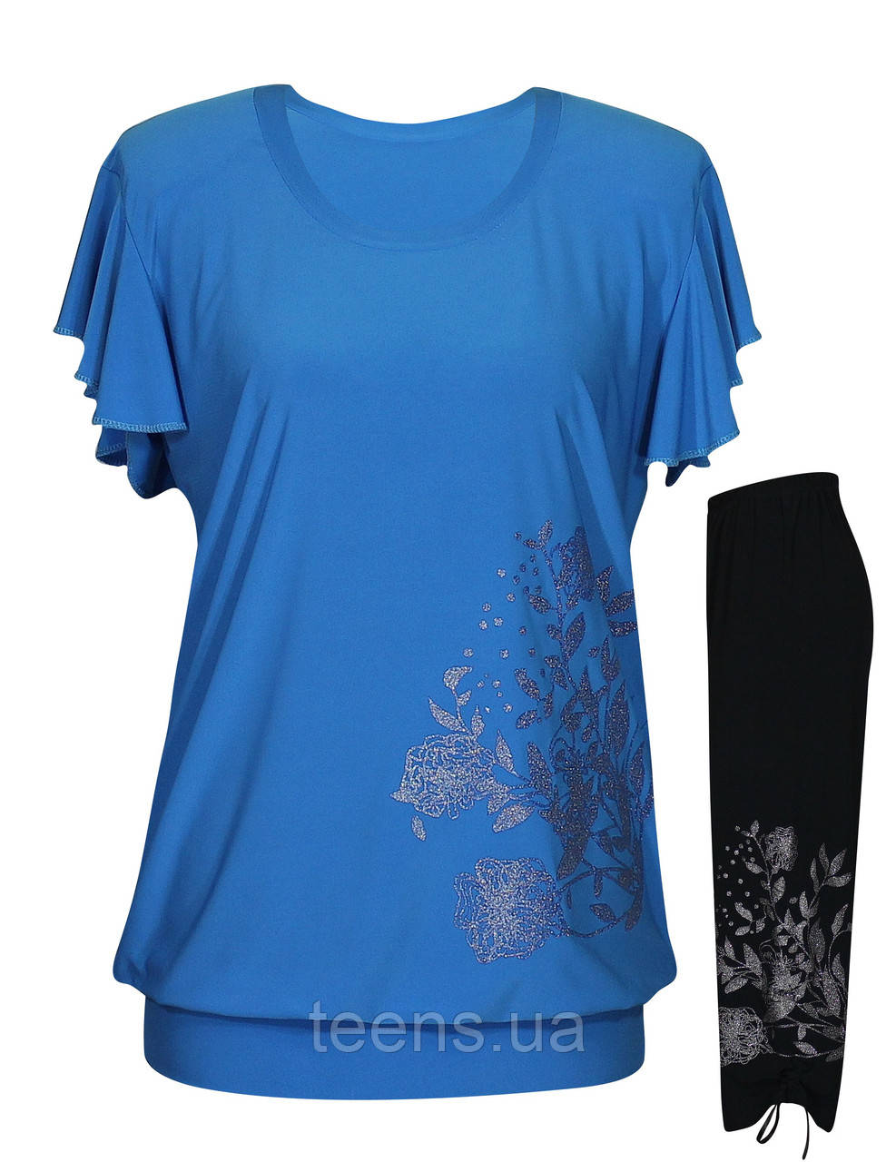 Літній костюм Сонет подовжена футболка та капрі з затяжками, фото 1