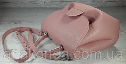 553 Натуральна шкіра, Сумка жіноча рожева ніжно-рожева шкіряна. На кнопковому замку. Шкіряна сумка шкіряна., фото 4