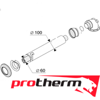 Коаксиальный комплект Protherm и Saunier Duval (удлинительный участок 1м 60/100мм + колено 60/100мм)