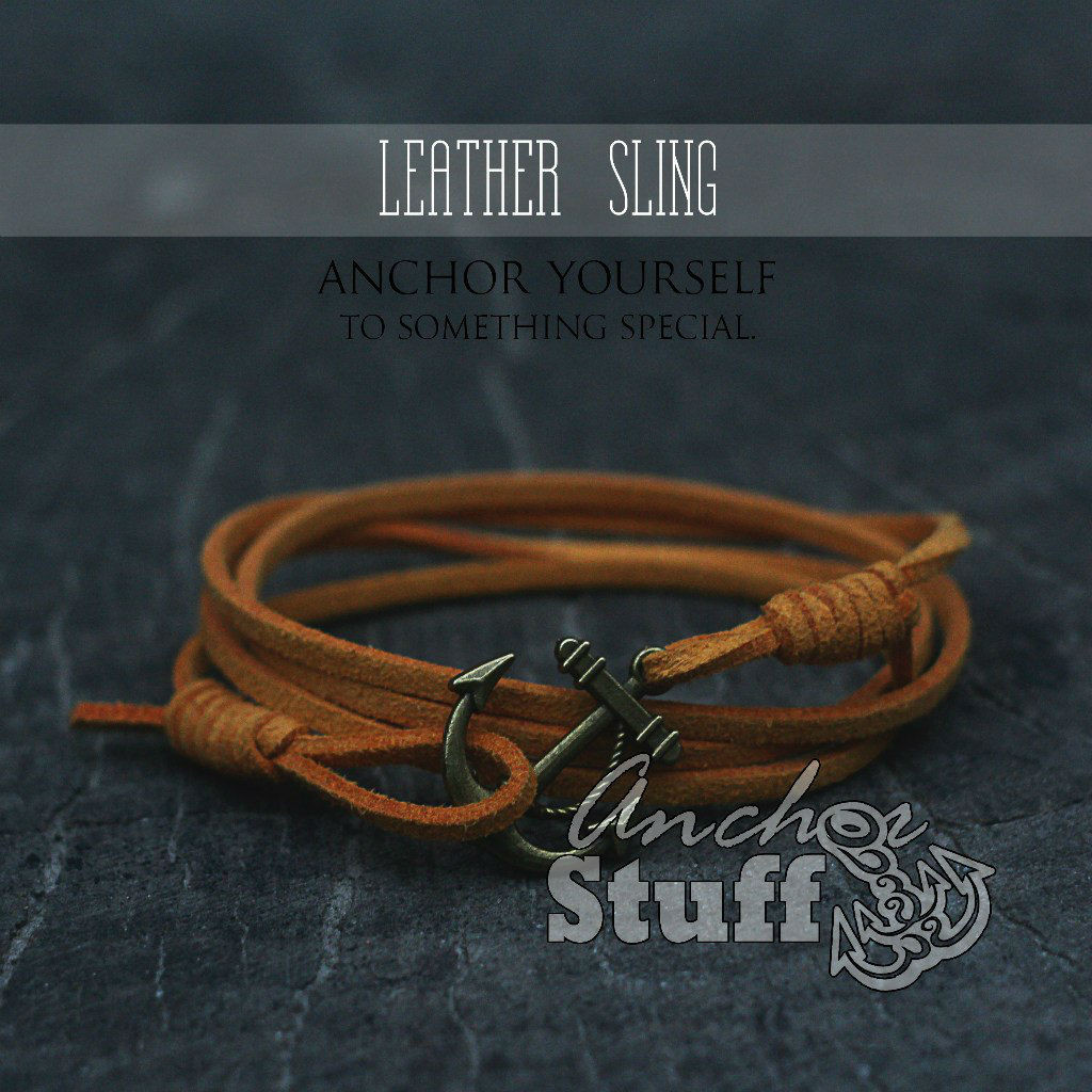 Браслет з якорем Anchorstuff - Leather Sling Orange