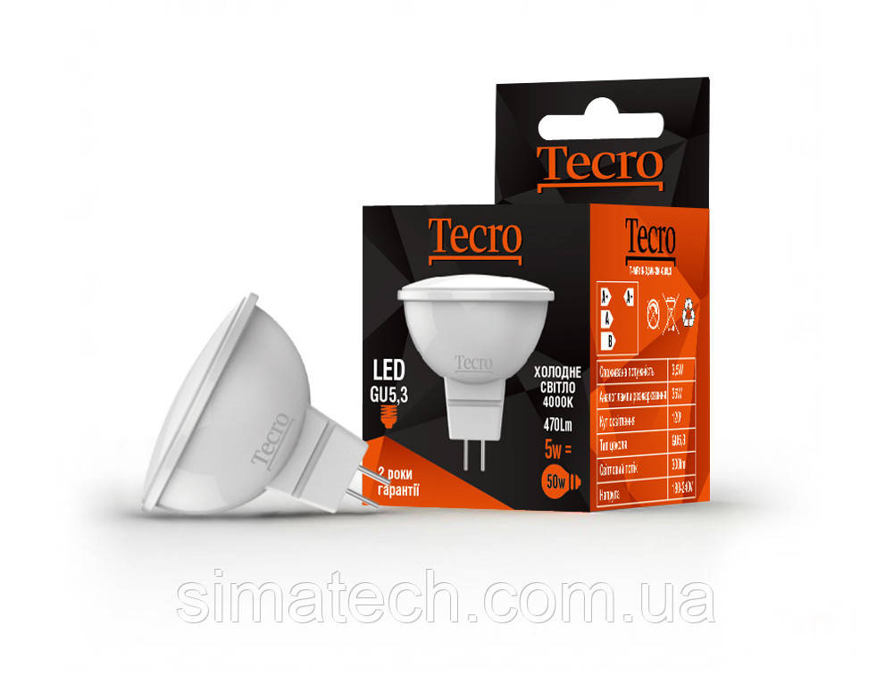 Світлодіодна лампа Tecro 5W (T-MR16-5W-4K-GU5,3)