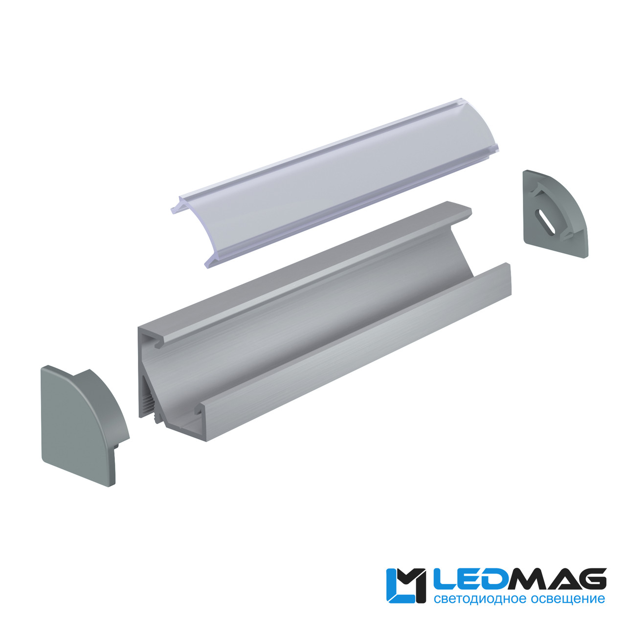 Комплект профиль+крышка для LED ленты угловой LPU17 алюминиевый - фото 2 - id-p114848152