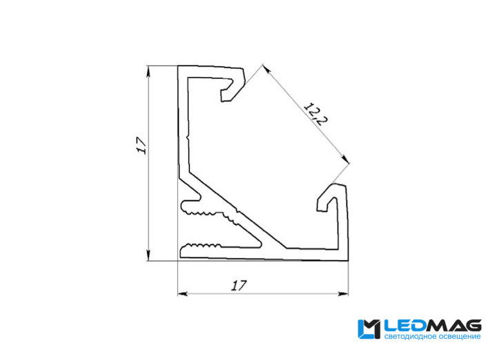 Профиль для светодиодной ленты угловой LPU17 - фото 5 - id-p24442941
