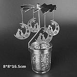 Підсвічник-карусель Кішки на місяці Срібло / Декоративний підсвічник металевий скляний, фото 5