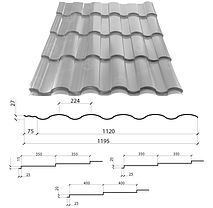 Металочерепиця VALENCIA 0,50 мм PEMA RAL 7024 Німеччина, фото 3