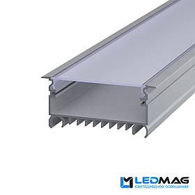 LED профіль для світлодіодної стрічки LSV-70 алюмінієвий з матовою кришкою (2м, 3м, 5м) 85(74)x33 мм