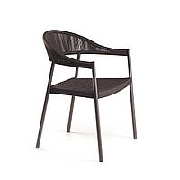 Стілець обідній Клевер плетене сидіння, каркас алюміній, капроновий шнур G3 Чорний (Pradex ТМ)