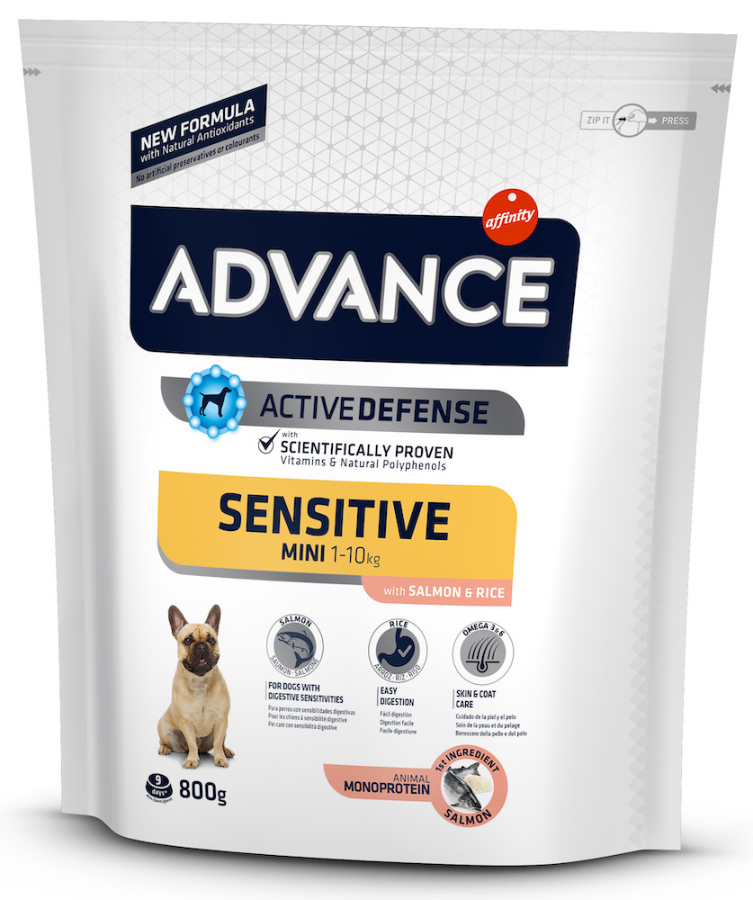 Сухий корм ADVANCE Mini Sensitive для дорослих собак маленьких порід з чутливим травленням 800 г