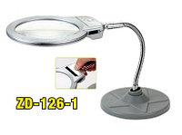 14-01-052. Лупа гнучка на підставці, збільшення 2,5х діам.-90мм, LED підсв., ZD-126-1, фото 1