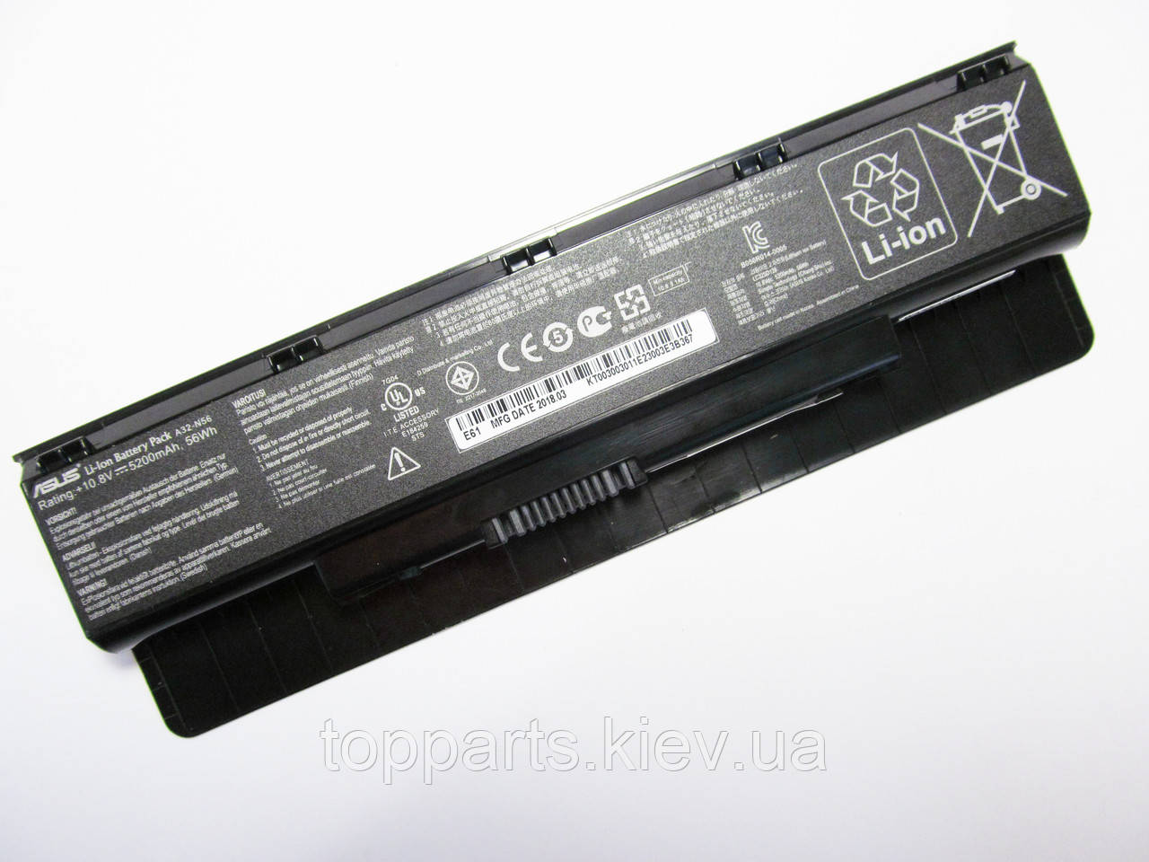 Батарея для ноутбука Asus A32-N56, 5000mAh (56Wh), 6cell, 11.1V, Li-ion, чорна, ОРИГІНАЛЬНА
