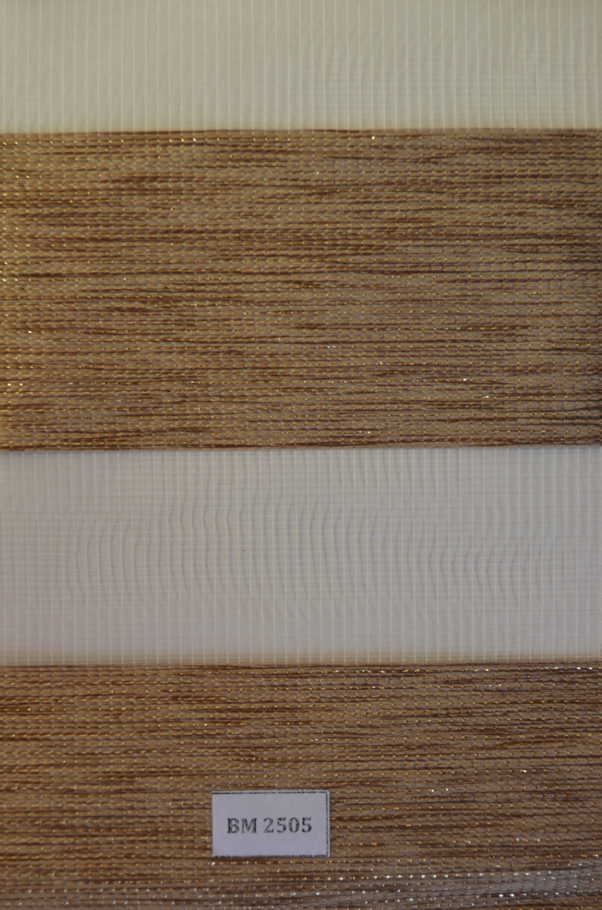 Рулонні штори світло-коричневі з люрексовою ниткою день-ніч ВМ-2505