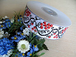 Стрічка репсова в українському стилі (калина) 2.5 см