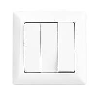 Вимикач триклавішний білий Lectris