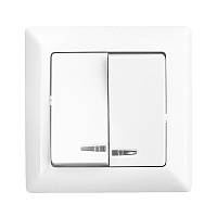 Вимикач двоклавішний з підсвіткою білий Lectris