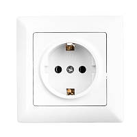 Розетка із заземленням 1-а біла Lectris