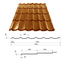 Металочерепиця GRAND 0,50*1195 PEMA RAL 3005 Італія-Marchegalia, фото 5