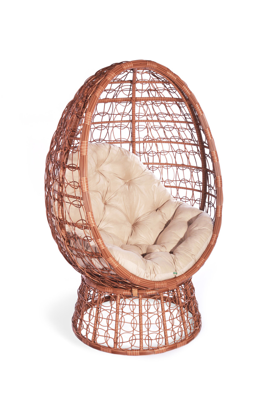 Крісло Кокон на підставці без текстилю, каркас алюміній, віск.ротанг G 4 плетіння кільцями Лоза (Pradex ТМ)