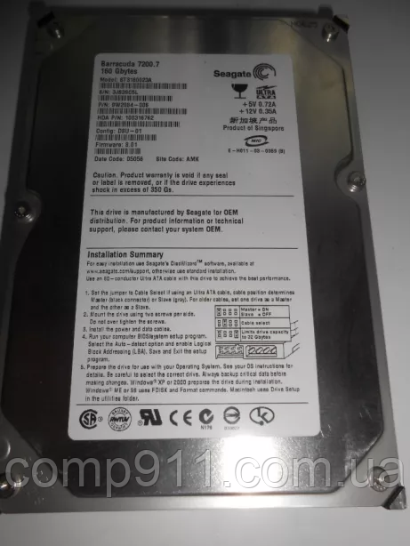 Жорсткий диск для комп'ютера 3,5 Seagate Barracuda 7200 160GB IDe.