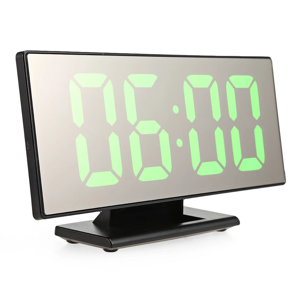 Електронний настільний дзеркальний LED-годинник VST-888 зелений підсвітка