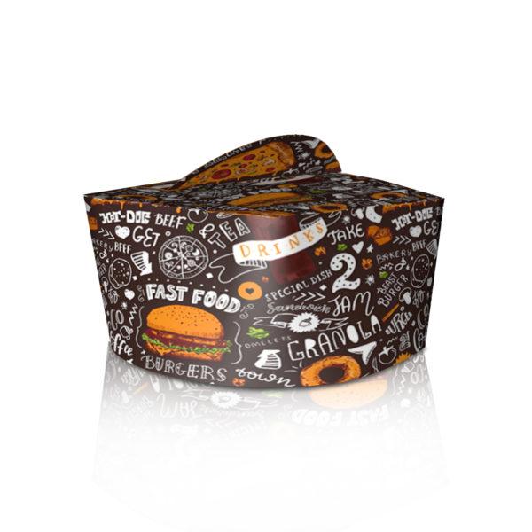 Коробка для локшини і салатів 1,2 л. Темна, фото 1