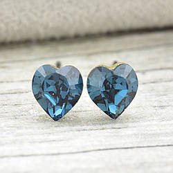 Сережки Xuping з кристалами Swarovski 83079 розмір 15х5 мм колір синій позолота Біле Золото