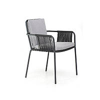 Стілець садовий Купер без текстилю, каркас сталь, сидіння смуги сталі, капронова стрічка L16 Чорна (Pradex ТМ)