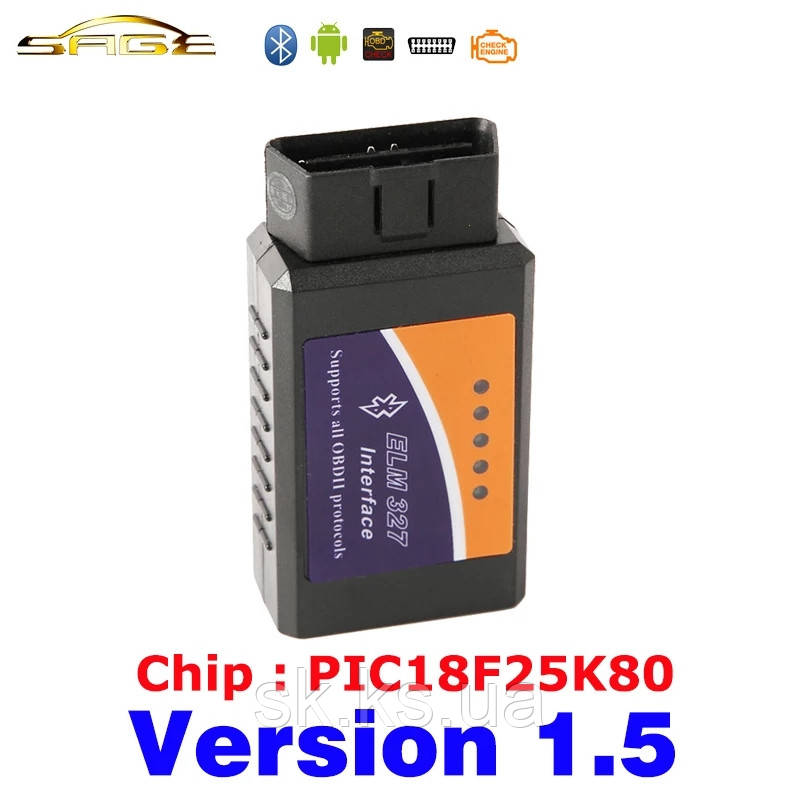 Беспроводной диагностический сканер V1.5 чип PIC18F25K80 для авто ELM 327 OBD2 / OBDII ELM327 - фото 1 - id-p970949980