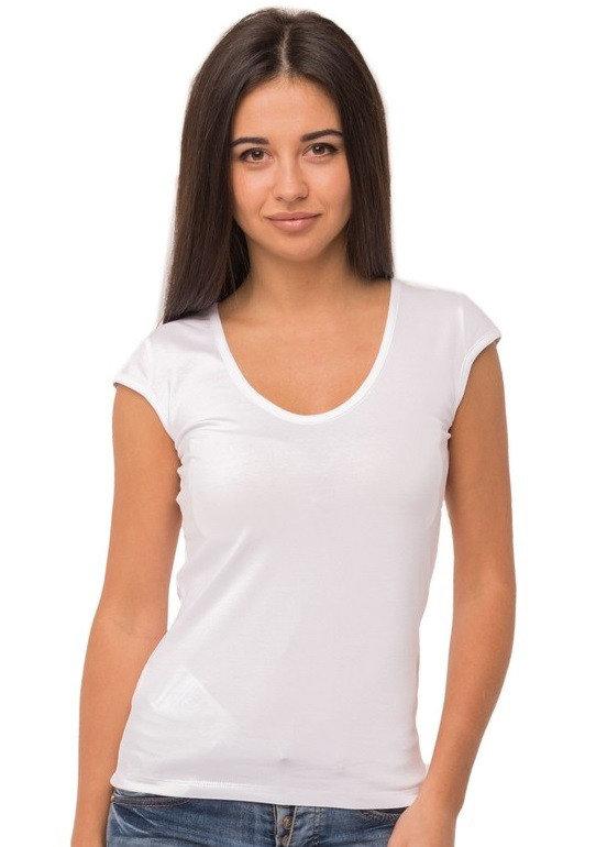 Біла футболка жіноча без малюнка однотонна стрейчева річна