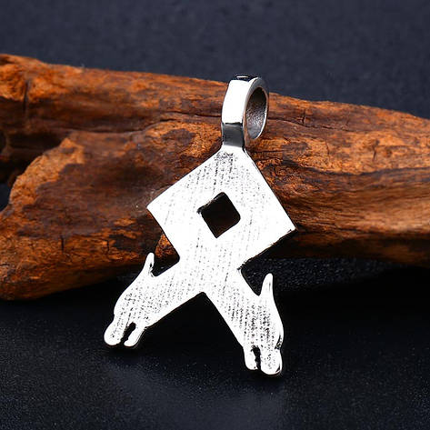 Кулон Руна Одал сталевий на ланцюжку AST58, фото 2