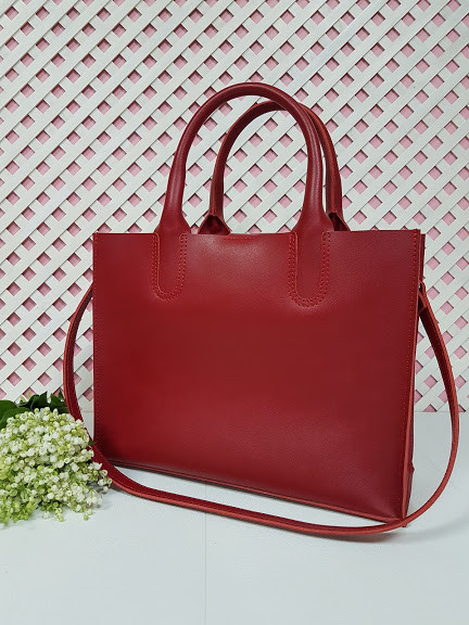 Сумка жіноча "СОЛО" натуральна шкіра, червона матова, фото 1