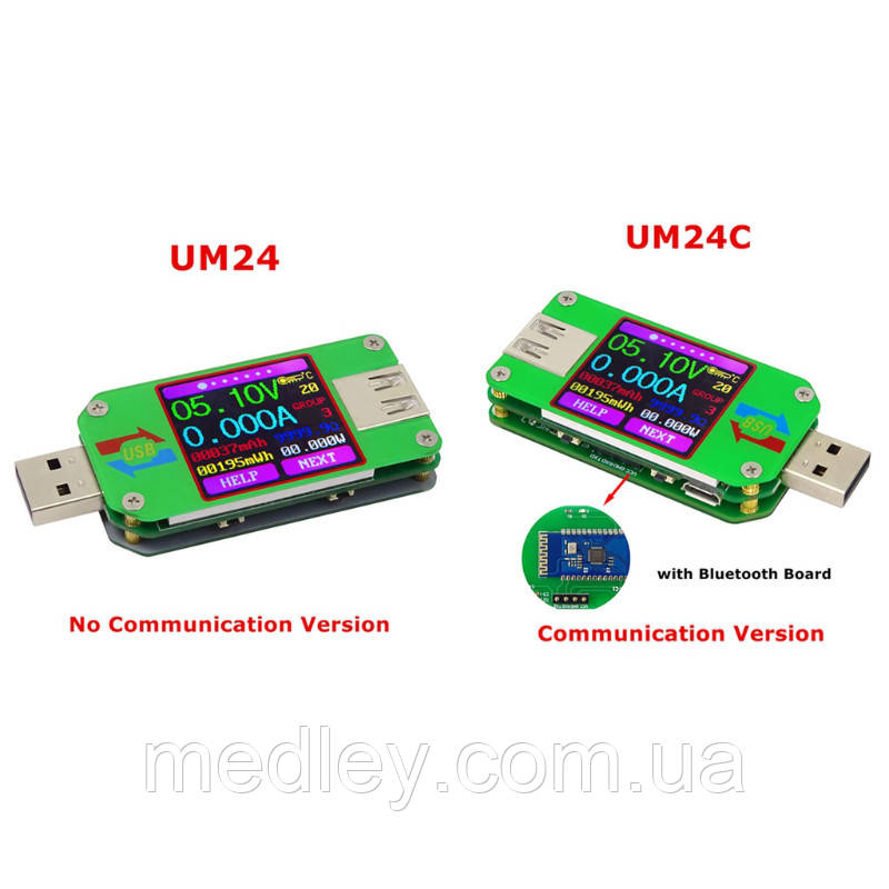 USB тестер RD um24c USB 2.0 Цветной дисплей 10 групп данных Индикатор bluetooth Поддержка QC2.0 и QC3.0 вольт - фото 3 - id-p971099038