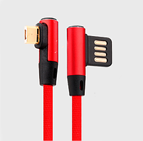 L-подібний microUSB кабель у тканинному обплетенні 1 м червоний