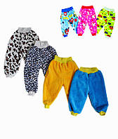 Теплые детские штаны - ползуны для новорожденных, ясельные махровые штанишки для малышей