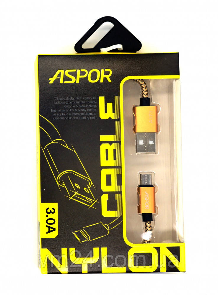 Кабель для заряджання та передавання даних micro USB, золото Кабель ASPOR A173