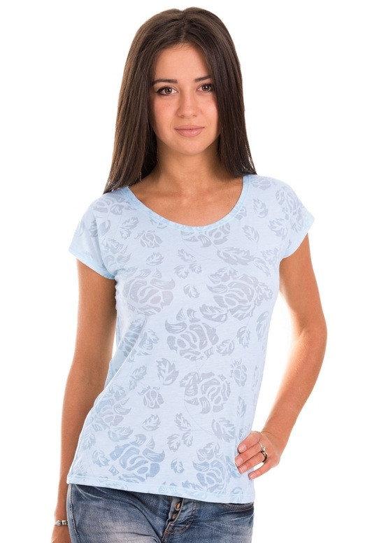 Деворе футболка жіноча блакитна без малюнка літня легка короткий рукав бавовна 100% трикотажна (Україна)
