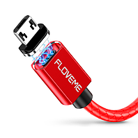 Магнитный micro USB кабель 2-в-1 «Floveme Magnetic Cable» 1 м красный