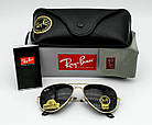 Окуляри Ray Ban Aviator чорні + золото, фото 6
