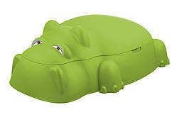 Велика дитяча пісочниця з кришкою зелений бегемотик (18-518-2)