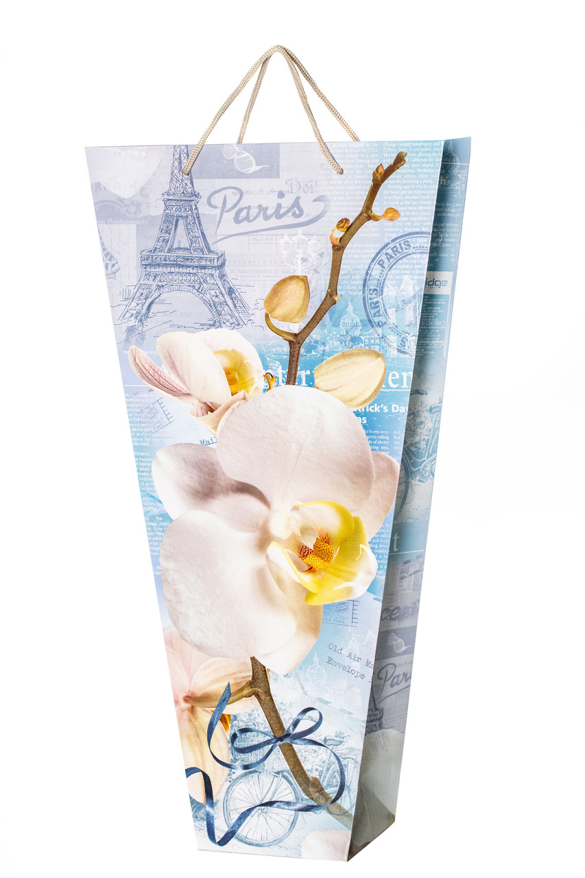 Паперова сумка для квітів "Орхідея+Париж", фото 1