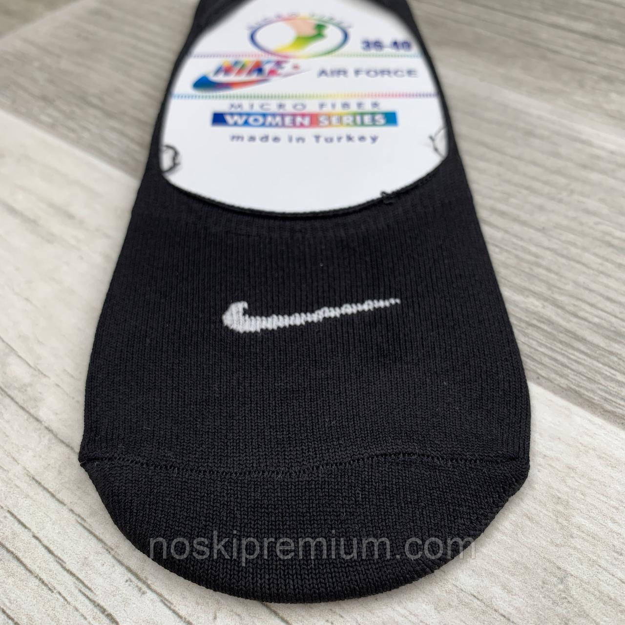 Подследники женские микрофибра Nike, Турция, 36-40 размер, чёрные, 02820 - фото 2 - id-p281994189