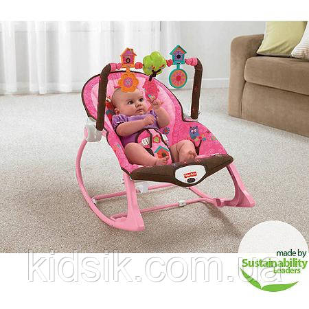 Массажное кресло-качалка FISHER-PRICE (Infant to Toddler Rocker, Pink Owls ) Розовая сова - фото 1 - id-p97604484