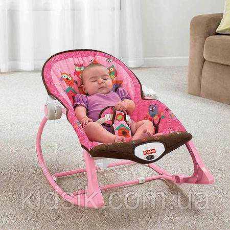 Массажное кресло-качалка FISHER-PRICE (Infant to Toddler Rocker, Pink Owls ) Розовая сова - фото 7 - id-p97604484