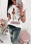 Жіноча біла футболка з яскравими принтами (різні картинки), фото 9