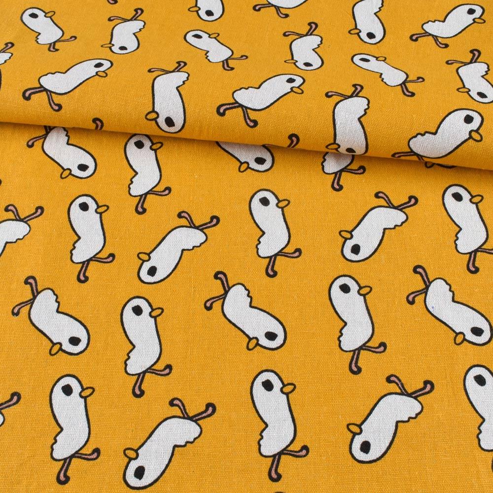 Деко-льон жовтий, білі пташки, ш.150