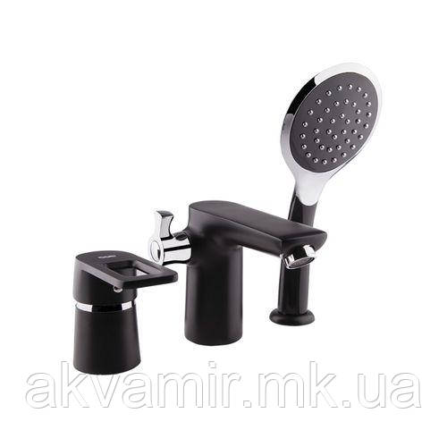 Змішувач Potato P1130-6 на борт ванни (врізний) чорний, фото 1