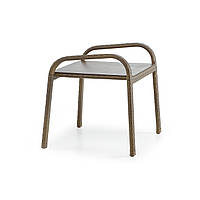 Стіл журнальний Лейзі каркас алюміній, віск.ротанг Мигдаль, стільниця плетена + HPL, 60х53,5х52 см (Pradex ТМ)