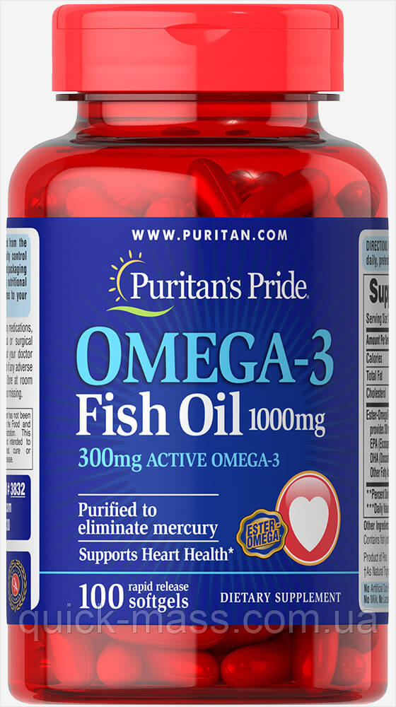 Омега-3 Puritan's Pride Omega 3 Fish Oil 100 caps