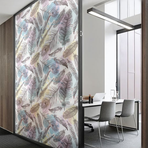 Самоклеюча вінілова плівка на скло Пір'я Павича (перофотопечать наклейки на дзеркало вікно скло) 1 пог.м