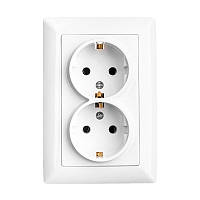 Розетка із заземленням подвійна біла Lectris
