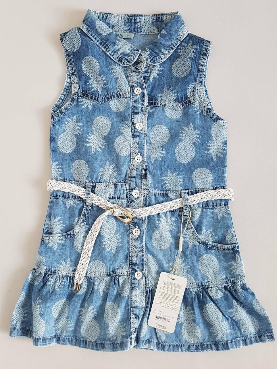 Дитяче джинсове плаття на ґудзиках без рукавів (Туреччина), фото 1